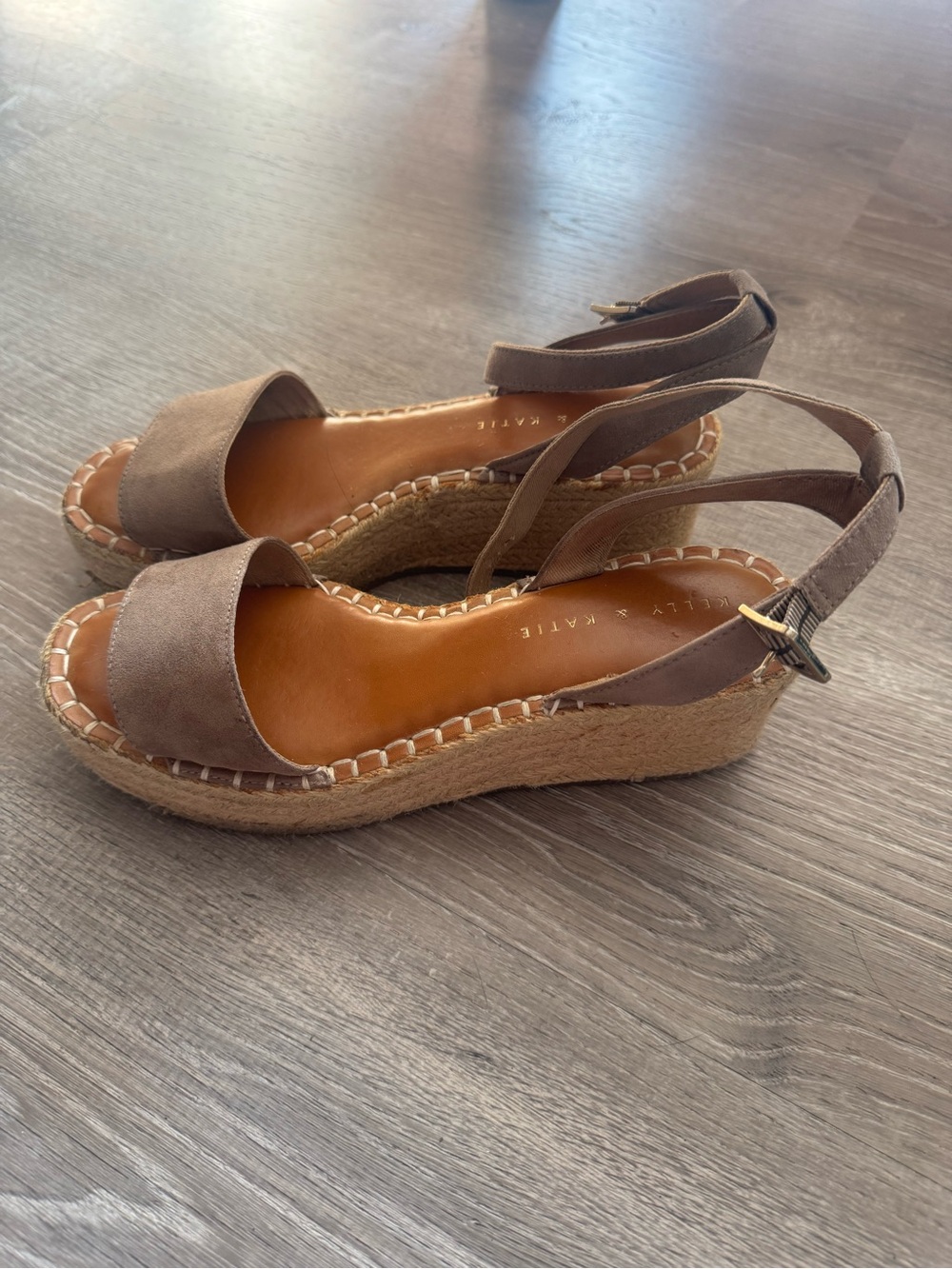 DSW Taupe Suede Espadrille Wedge Sandals